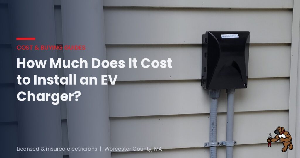 How much does it cost to install an EV charger, blog cover showing an exterior 240-volt charger box and conduit